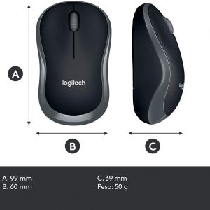 Souris sans fil 2,4 GHz avec mini récepteur USB, batterie 12 mois, suivi optique 1000 DPI, ambidextre, gris - Logitech M185 – Image 4