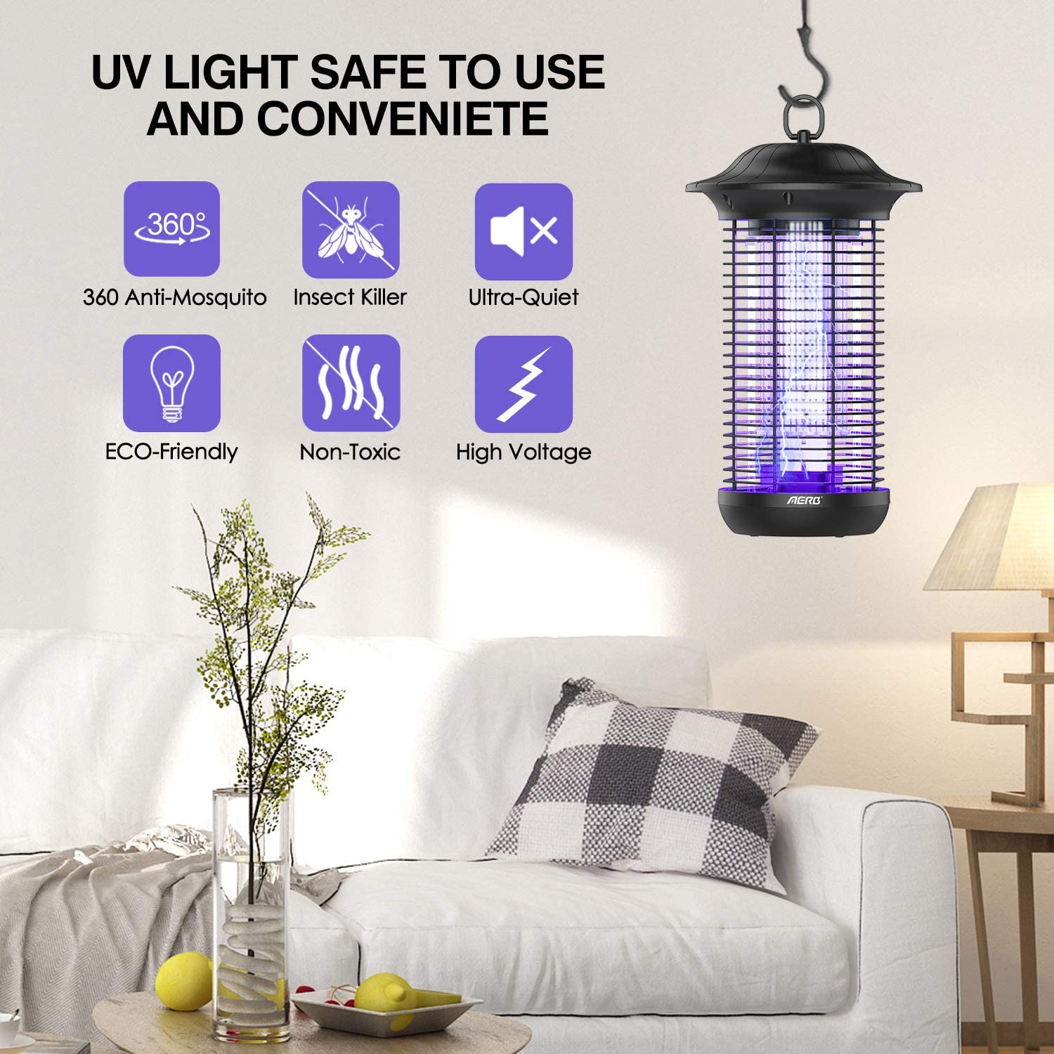 Lampe Anti-moustiques électrique Avec LED - Rechargeable USB - Pour Intérieur Et Extérieur - Tue Insectes, Mouches