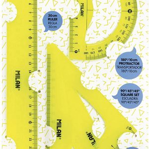 Kit de traçage avec règle de 30 cm, carré, biseau et rapporteur - Milan – Image 2