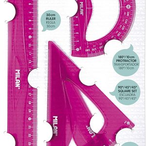 Kit de traçage avec règle de 30 cm, carré, biseau et rapporteur - Milan – Image 3