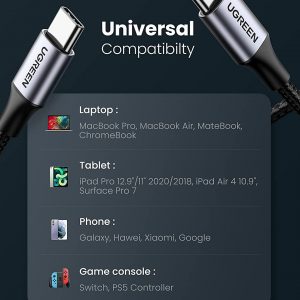 Câble (1M) USB C vers USB C PD Charge Rapide 60W Nylon Tressé - UGREEN – Image 4