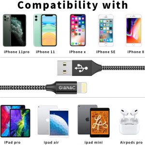 Câble de chargeur pour iPhone, paquet de 3 [0.5M 1M 2M] - GIANAC – Image 6