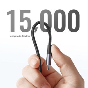 Câble usb-c vers lightning avec MFi Certifié Nylon Tressé compatible avec iPhone et ipad, noir (1M) - UGREEN – Image 6
