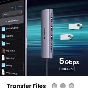 Hub USB-C UGREEN avec vitesse de transfert USB 3.0 jusqu'à 5 Gbps.