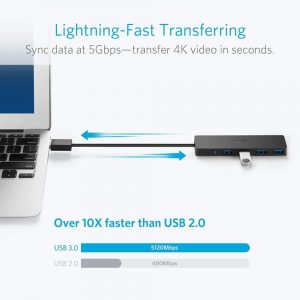 Adaptateur (Hub) 4 ports USB 3.0 ultra mince - Anker – Image 6