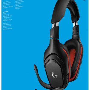 Casque de jeu filaire en cuir synthétique, prise jack 3,5 mm, micro rabattable pour couper le son, ultra-léger – noir/rouge - Logitech G332 – Image 3