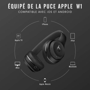 Casque Beats Solo3 Wireless Écouteurs supra-auriculaires - Puce Apple W1, Bluetooth de classe 1, 40 heures de son ininterrompu - Noir - Beats by Dre – Image 4
