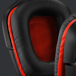 Casque de jeu filaire en cuir synthétique, prise jack 3,5 mm, micro rabattable pour couper le son, ultra-léger – noir/rouge - Logitech G332 – Image 4