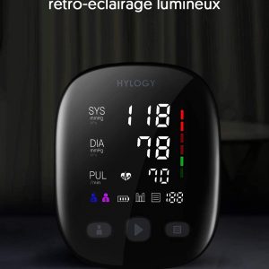 Tensiomètre électronique automatique, Grand Écran LED, 2×90 mémoire avec brassard 22-42cm, Détection irrégulière de la fréquence cardiaque - HYLOGY – Image 2