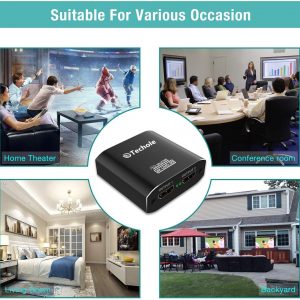Répartiteur HDMI 4K en aluminium 1 entrée et 2 sorties, 3D, UHD, 1080P, HDCP pour Xbox, PS4, PS3, lecteur BLU-Ray, HDTV, DVD, DVR, Apple TV - Techole – Image 3