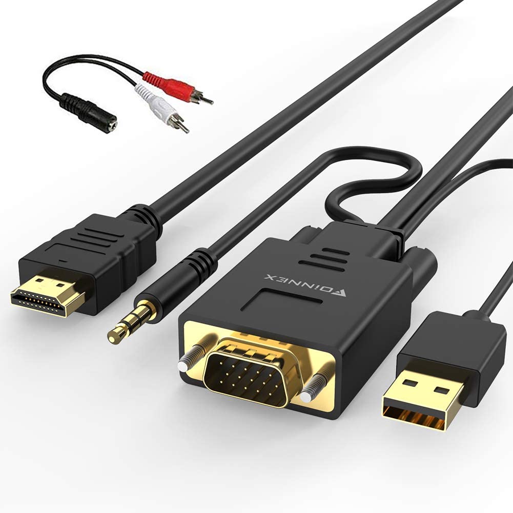 Câble Adaptateur VGA vers HDMI 1.8M avec Audio pour Ordinateur Portable  vers Projecteur,Mâle vers Mâle – FOINNEX – Zone Affaire
