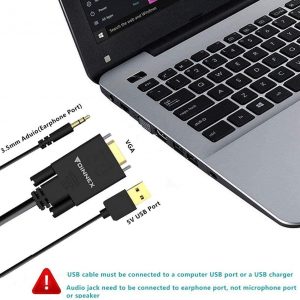 Câble Adaptateur VGA vers HDMI 1.8M avec Audio pour Ordinateur Portable vers Projecteur,Mâle vers Mâle - FOINNEX – Image 3