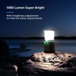 LE Lanterne LED Rechargeable, Lampe Camping Puissante 1000Lm Dimmable, Lampe Torche 360° Eclairage 3 Modes, Etanche Portable Suspendue, pour Camping, Bricolage, Secours, Garage, Cave, etc.2