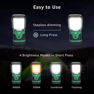 Lampe camping puissante 1000Lm dimmable, Lanterne LED Rechargeable LE, Torche 360° eclairage 3 modes, Etanche portable suspendue - LE Lighting EVER – Image 3