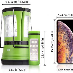 Lampe camping rechargeable avec câble USB, Lanterne LED 600lm avec 2 mini lampe torche détachable - LE Lighting EVER – Image 5