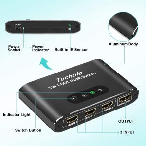 Commutateur HDMI 3 entrées 1 sortie, Avec télécommande - Techole – Image 7