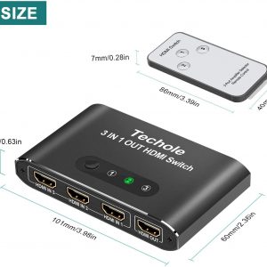 Commutateur HDMI 3 entrées 1 sortie, Avec télécommande - Techole – Image 3