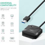 UGREEN Adaptateur Disque Dur USB 3.0 SATA Câble 50cm pour 2.5 3.5 Pouces HDD SSD Supporte UASP avec Adaptateur Alimentation Externe 12V 2A3