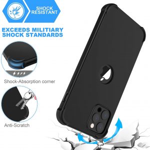 Coque pour iPhone 12 Pro MAX 6.7 ", Avec [protecteur d'ecran en verre trempé] 360 anti-rayures silicone TPU Housse Bumper - Noir - ORETECH – Image 2