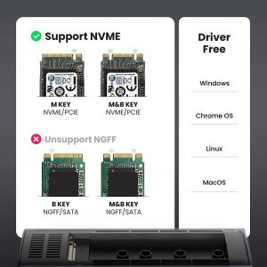 Boîtier de disque dur ssd M.2 NVMe usb-c 3.1 avec UASP, PCIe, 10 Gbit/s, M Key B + M Key pour PS5 Macbook Pro, Avec câble usb-c vers usb-c - UGREEN – Image 3