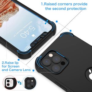 Coque pour iPhone 12 Pro MAX 6.7 ", Avec [protecteur d'ecran en verre trempé] 360 anti-rayures silicone TPU Housse Bumper - Noir - ORETECH – Image 4