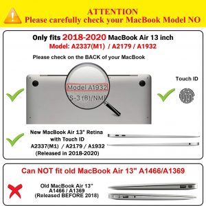 Coque plastique mat rigide pour MacBook Air 13.3 Retina 2020 2019 2018 (Modèle: A2337 M1/A2179/A1932), Avec EU Protection Clavier - Clair - TECOOL – Image 2