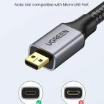 UGREEN Câble Micro HDMI vers HDMI 4K 60Hz Câble Micro HDMI Mâle vers HDMI Mâle Nylon Tressé Supporte 3D Ethernet ARC Compatible avec Asus Zenbook Huawei MediaPad Raspberry Pi 4 GoPro Hero 7 6 57