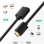 UGREEN Câble Mini HDMI HDMI Adaptateur Mini HDMI Mâle HDMI Femelle 4K 3D Ethernet Arc Compatible avec Raspberry Pi Zero Canon EOS 700D Nikon D5300, 20CM2