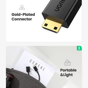 Adaptateur Mini HDMI Mâle vers HDMI Femelle 4K 3D - Ugreen – Image 5
