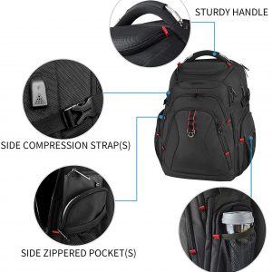 Grand sac à dos pour ordinateur portable et voyage 17.3 "XL pour hommes / femmes étanche pour collège Business - Kroser – Image 5