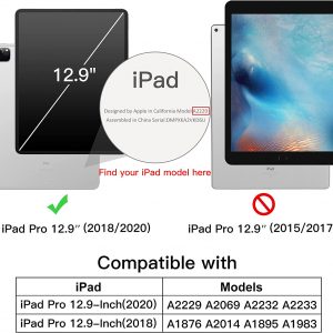 Étui de protection pour iPad Pro 12,9 Pouces Modèle 2020/2018 (3/4ème génération), Compatible avec Pencil, veille/réveil automatique, Noir - JeTech – Image 3