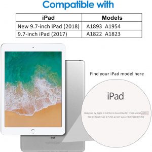 Étui de protection pour iPad (modèle 9,7 pouces 2018/2017), étui avec fonction de support, veille automatique/réveil, noir - JETech – Image 5