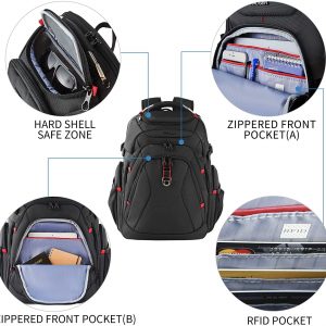 Grand sac à dos pour ordinateur portable et voyage 17.3 "XL pour hommes / femmes étanche pour collège Business - Kroser – Image 4