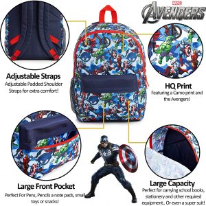Sac à dos pour enfants Marvel Avengers Captain America Iron Man Hulk et Thor. – Image 5