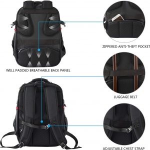 Grand sac à dos pour ordinateur portable et voyage 17.3 "XL pour hommes / femmes étanche pour collège Business - Kroser – Image 3
