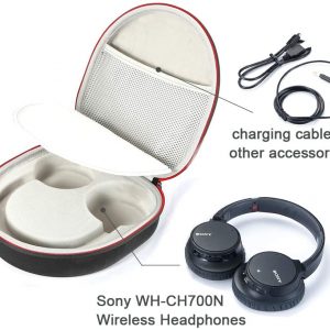 Étui Rigide pour Casque WH-CH700N à Annulation de Bruit sans Fil Sony, Sac de Transport - Noir(Doublure Noire) – Image 6