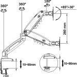 Ergosolid Support Écran PC Moniteur, Bras Articulé Ergonomique Ressort à Gaz, 17-30 Pouces, VESA 75mm et 100mm, Rotatif à 360° 8