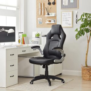 Chaise de bureau ergonomique, pivotante et réglable en hauteur, chaise d'étude, sur roulettes, noir OBG62B - SONGMICS – Image 2