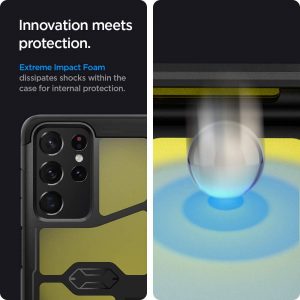 Coque compatible avec Samsung Galaxy S21 Ultra - Noir - Spigen Tough Armor – Image 4