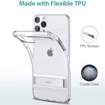 Coque ESR avec béquille compatible avec iPhone 11 Pro MAX 6,5, coque en TPU avec support métallique vertical et horizontal, anti-rayures et anti-gouttes, transparent 7