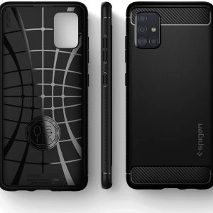 Coque de protection compatible avec Samsung Galaxy A51 4G - Noir Mat - Spigen Rugged Armor – Image 6