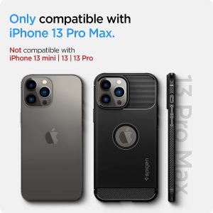 Coque de protection compatible avec iPhone 13 Pro Max - Noir Mat - Spigen Rugged Armor – Image 2