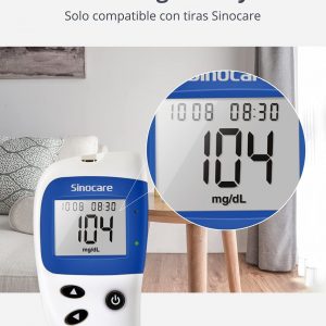 Glucomètre - Sinocare Safe Accu 2 avec écran LED large et clair affichant le résultat de la glycémie.