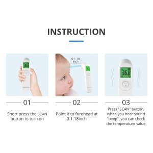 Thermomètre frontal numérique infrarouge médical sans contact avec ecran LED, Alarme de fièvre, fonction mémoire pour enfant, Bebe, Adulte - Sinocare – Image 6
