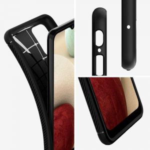 Coque de protection compatible avec Samsung Galaxy A12 Et Samsung Galaxy M12 - Noir Mat - Spigen Rugged Armor – Image 3