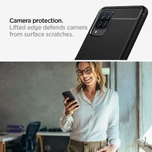 Coque de protection compatible avec Samsung Galaxy A12 Et Samsung Galaxy M12 - Noir Mat - Spigen Rugged Armor – Image 6