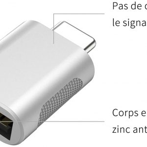 2 paquet d'adaptateur usb-c Thunderbolt 3 vers usb femelle 3.0, OTG pour MacBook Pro, Air, iPad Pro 2020 (Argent)- Nonda – Image 5