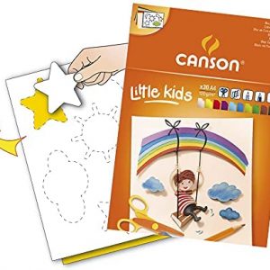 Papier Canson Bloc collé, A4, 30 feuilles, Assortiment Canson Kids Carton 120g – Image 4