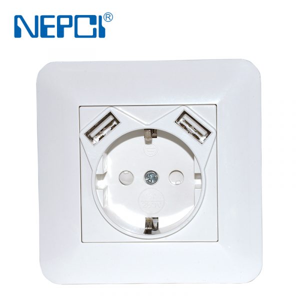 Prise murale avec 2 ports USB