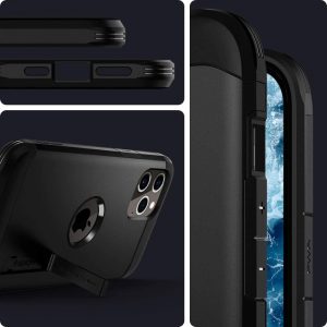 Coque de protection antichoc compatible avec iPhone 12 Pro Max - Noir - Spigen Tough Armor – Image 3